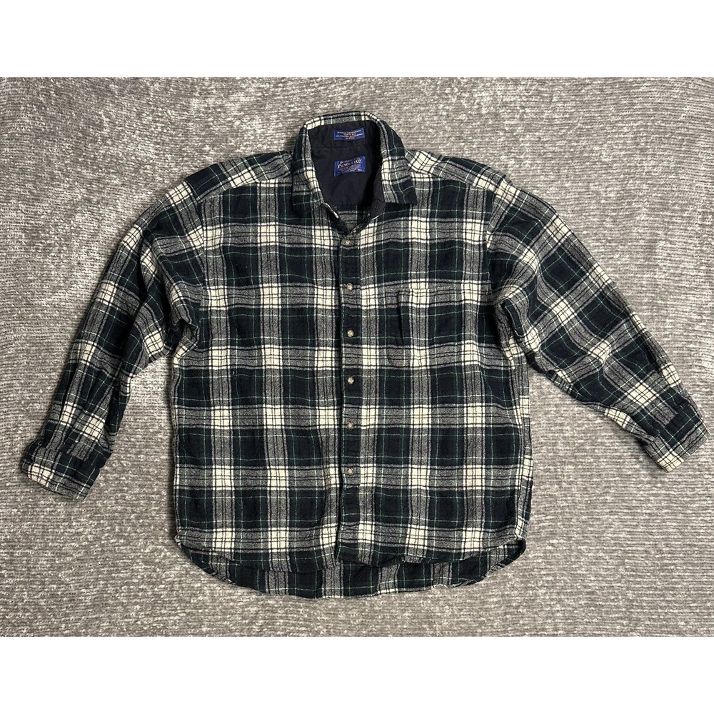 Pendleton Men's Wool Shirt XL Plaid Tartan Casual Preppy Green Checkered Rare